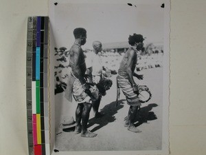 Bara dancers at the July 14th celebration, Morondava(?), Madagascar, 1936(?)