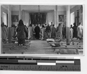 Fr. Gerard A. Donovan at the chapel in Xinbin, China, 1938