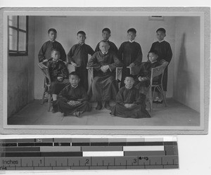 Fr. Paulhus with Latin students at Yangjiang, China, 1924