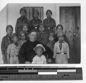 Bishop James A. Walsh, MM with Boy Scouts at Soule, China, 1931