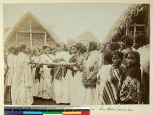 Women beating the drum made of bamboo, Vohimasina, East Coast, Madagascar