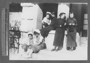 Nurses relaxing outside, Jinan, Shandong, China, 1941