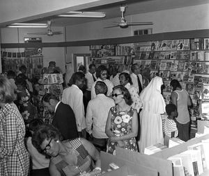 At the official opening of Bahrain Family Bookshop in 1973