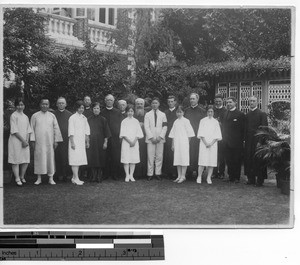 Group of clergy and local people assembled at Hong Kong, China, 1928