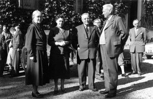 Annual meeting in Assens, 17/5-19/5 1963. On the left Signe Kamp, on the right H.P.H. Kamp