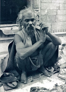 A Holy man (Sadhu) in Kathmandu, Nepal, February 1988