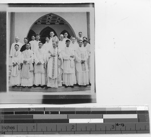 Bishop and Maryknoll priests at Jiangmen, China