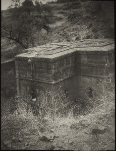 Church hewn in the form of a cross from a red sandstone monolith