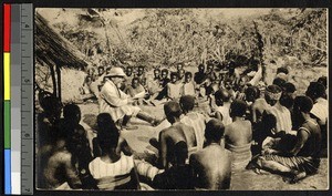 Outdoor religious instruction, St. Amand's Mission, Kambikila, Congo, ca.1920-1940