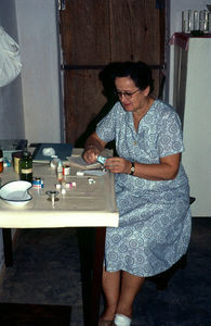 East Jeypore, India. Missionary Stinne Korsgaard Pedersen is preparing medicine for delivery at