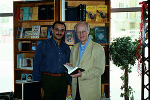 Deputy Secretary General Jørgen Nørgaard Pedersen in conversation with co-worker in The Bookshop