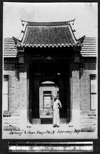 Entrance to leper hospital, Jinan, Shandong, China, ca.1930