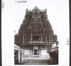 "Door of the temple in Srirungam near Trichinopoli."