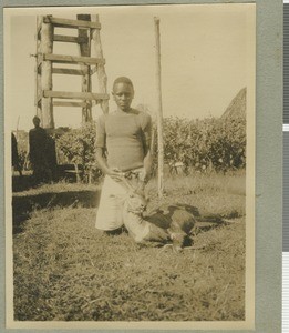 Kanambio with buck, Chogoria, Kenya, ca.1925