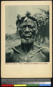 Elder wearing headdress, van Scheut mission, Congo, ca.1920-1940