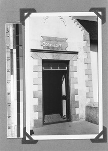 Entrance to the school, Wittewater, South Africa, 1934