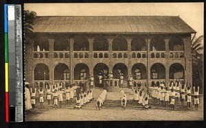 Students exercising outdoors, Kisantu, Congo, ca.1920-1940