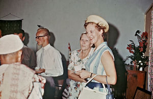 Heir Apparent Princess Margrethe visiting mission in Aden. The picture shows the missionaries K