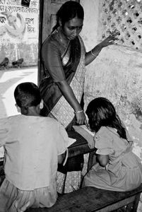 Teaching of children in the slum areas of Calcutta, North India 1989