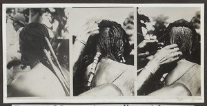 Making of a Maasai hairstyle, Tanzania