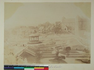 View of the Andohalo Park and the Anglican Cathedral, Antananarivo, Madagascar, 1898