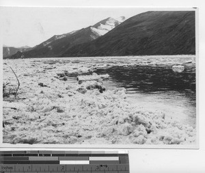 Ice flows in the river at Fushun, China, 1937