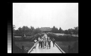 Students in front of administration building, Chengdu, Sichuan, China, ca.1943