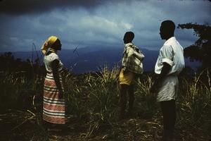 People looking at the Mambila mountains, Cameroon, 1953-1968