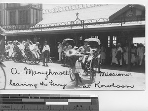 Ferry arrival at Kowloon, Hong Kong, China, 1924