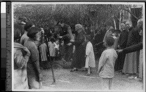 Planting a tree at Ah Do Orphanage, Fuzhou, Fujian, China, 1935