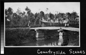 Stone bridge over creek near St. John's University, Shanghai, China, ca.1920-1930