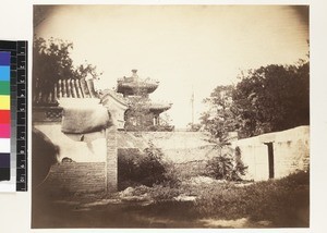 View of wall and pagoda, Russian Legation, Beijing, China, ca. 1861-1864