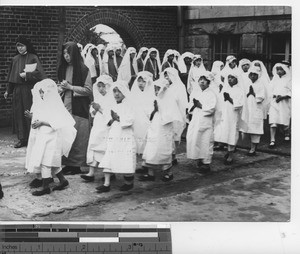 The parish school procession at Fushun, China, 1938