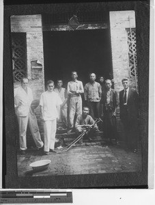 Fr. Joseph Sweeney, MM with men at Jiangmen, China, 1933