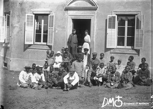 Henri Garin and Louise Urech in front of a clinic of the Swiss Mission, Maputo, Mozambique, ca. 1901-1915