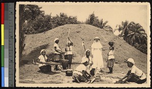 Mission girls at work, Uele, Congo, ca.1920-1940