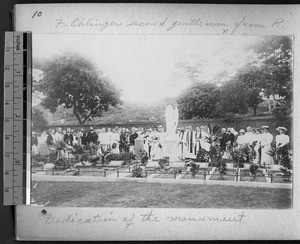 Dedication of monument for victims of Kucheng massacre, Fuzhou, Fujian, China, ca.1895