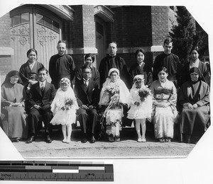 Wedding party at Dalian, Manchuria, China, 1933