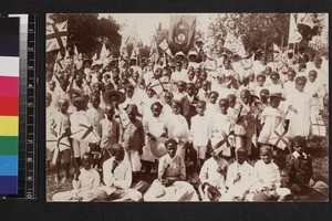 Group portrait of students celebrating coronation of King George V, Jamaica, June, 1911