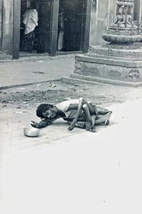 Beggar with multiple disabilities in Nepal