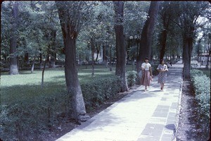 Two women walking