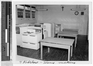 Four kitchens in home making classroom at St. Joseph's High School, Hilo, Hawaii, ca. 1949