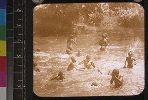 Schoolgirls bathing, Segbwema, Sierra Leone, ca. 1927-28