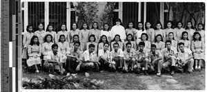 Group portrait of Sister M. Aquinata, MM, and catechists, Malabon, Philippines, April 1949