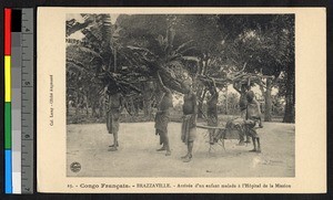 A sick child being carried to a hospital, Brazzaville, Congo, ca.1920-1940