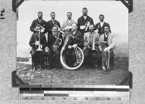 Group portrait of a wind instrument orchestra, Elim, South Africa