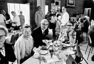 Lands meeting in 1971 at Liselund. Norwegian - Danish coffee cozy. From left Ingrid Espeness, E