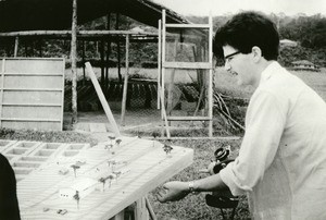 Presentation fo the model of the community home, in Oyem, Gabon