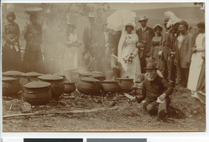 Cooking pots at a wedding, South Africa