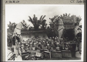 Bridge deities and, in the foreground, 2 stable boys